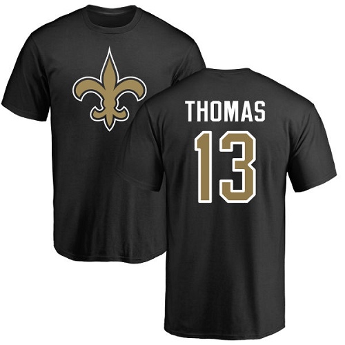 Men New Orleans Saints Black Michael Thomas Name and Number Logo NFL Football #13 T Shirt